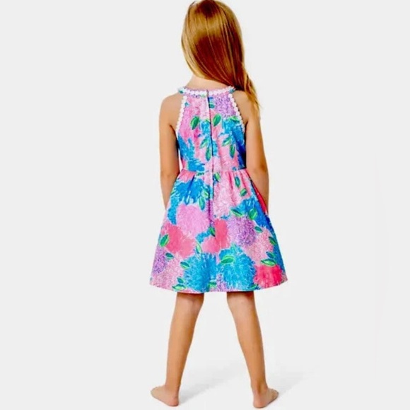 Lilly Pulitzer Girls Little Kinley Dress Beach House Blooms Size 14 - Picture 2 of 10